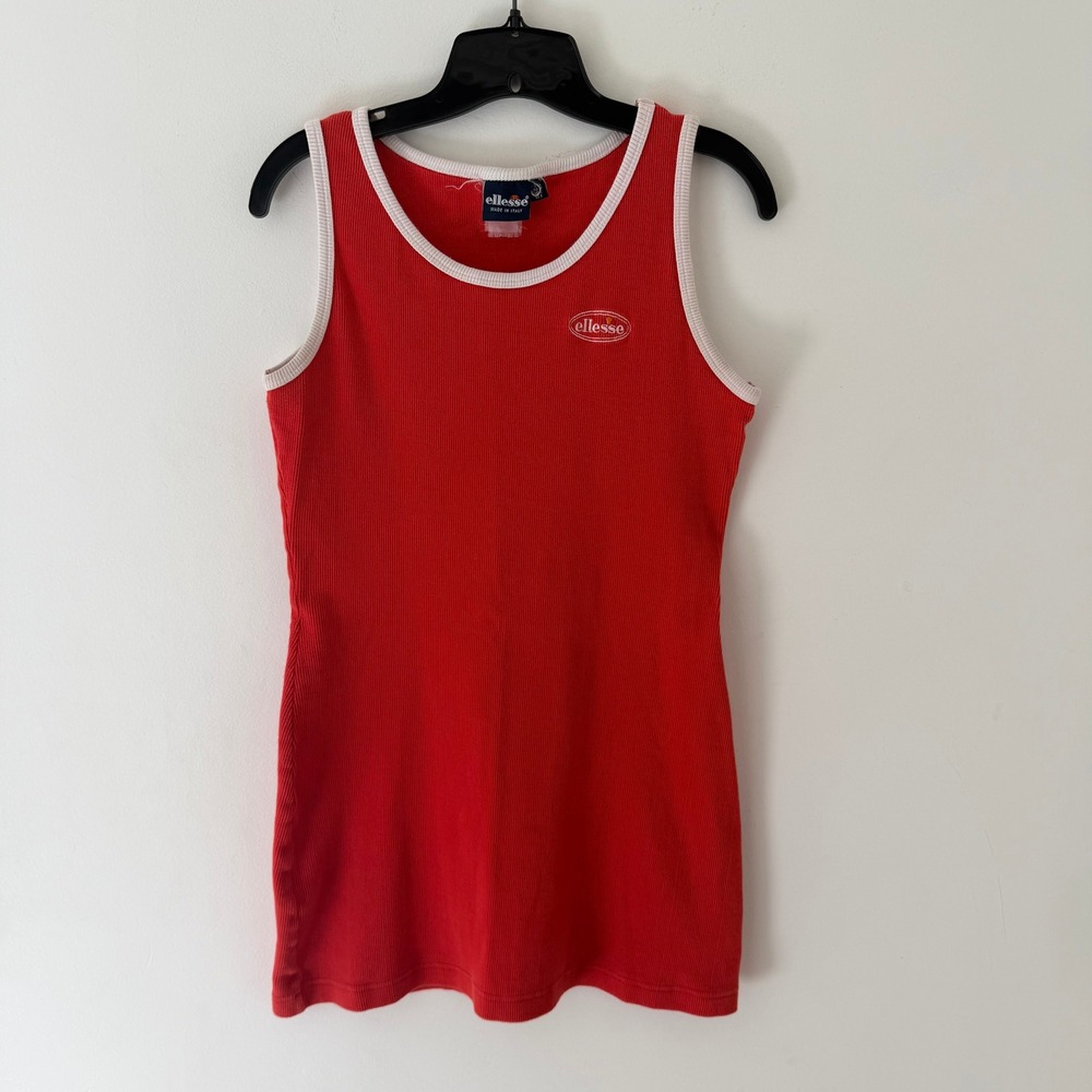 Vintage Ellesse Ribbed Mini Dress Size 8 Y2K‎ Sporty Spice Tenniscore Italy Red